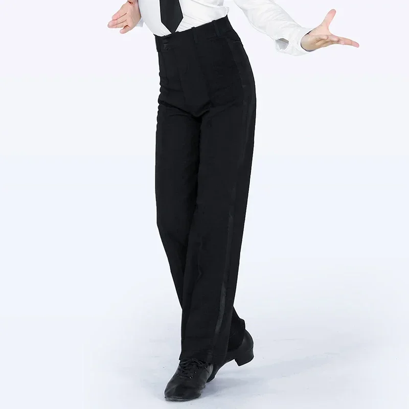 Dance Pants Professional Men Black Latin Dance Pants Boys Adult Satin Ballroom Dance Pants Salsa Tango Rumba Samba Cha Cha Latin Trousers