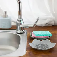 Portable Silicone Draining Soap Box Lotus Shape Dish Soap Box Non-Slip Easy Drain Soap Tray Bathroom Accessories 5
