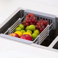 Adjustable Drain Rack Stainless Steel Sink Drain Rack Fruit Vegetable Drain Basket Kitchen Retractable Drying Rack 1