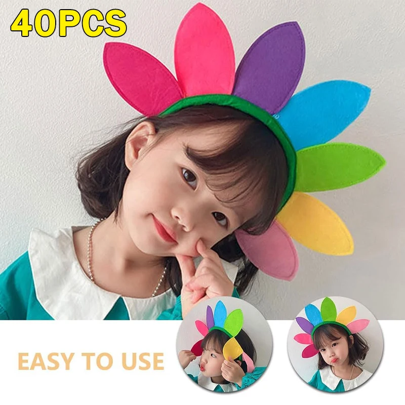 1-40PCS Rainbow Coloured Hair Bands Birthday Festival Party Cute Headband Stage Performance Princess Hair Accessories