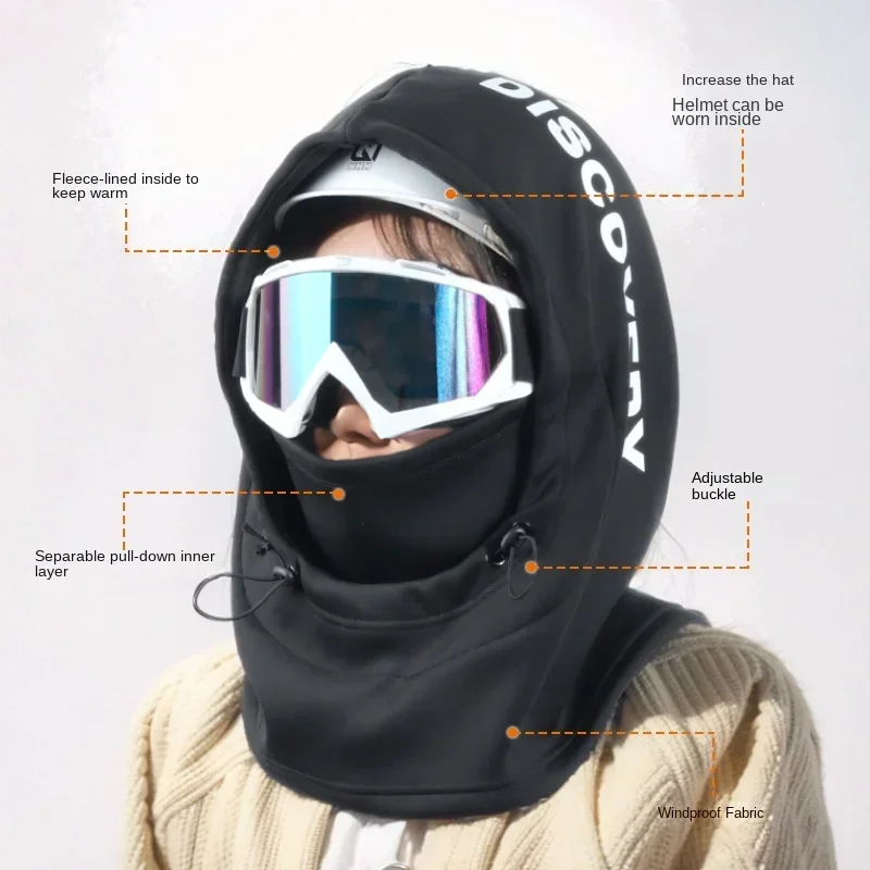 Outdoor Riding Ski Warm Face Mask Motorcycle Helmet Head Cover Plus Fleece Wind Neck Cold Face Ski Mask