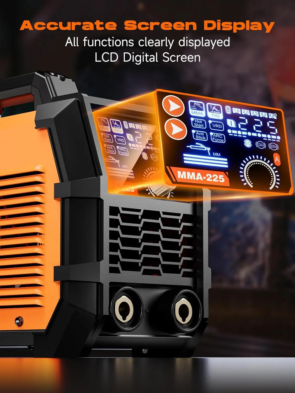 Rubik Stick Welder, Arc Mma 225Amp Electric Welding Machine, Igbt Digital Dispaly Lcd 110V/220V Hot Start 2 In 1 Portable