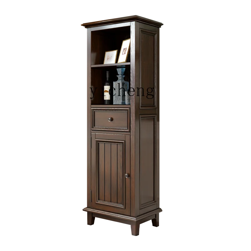 

ZK Solid Wood Wine Cabinet Simple Small Apartment Locker Dining Room Sideboard Cabinet Retro Single Door Living Room Furniture