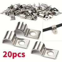 20PCS 304 Stainless Steel U-Shaped Cable Clips, Heavy Duty Single Hole Riding Clips for Wire, Cable and Pipe Fixing 1