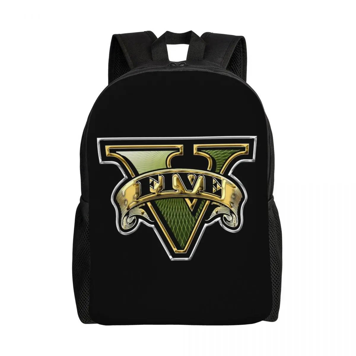 

Five V Grand Theft Auto Logo Backpacks for Women Men Water Resistant School College GTA Bag Print Bookbags