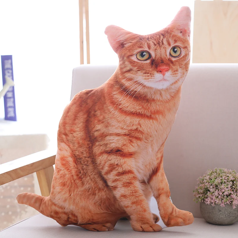 50cm 3D Simulation Plush Cat Pillows Soft Stuffed Animals Toy Sofa Cushion Home Decor Cartoon Plush Toys for Children Kids Gift