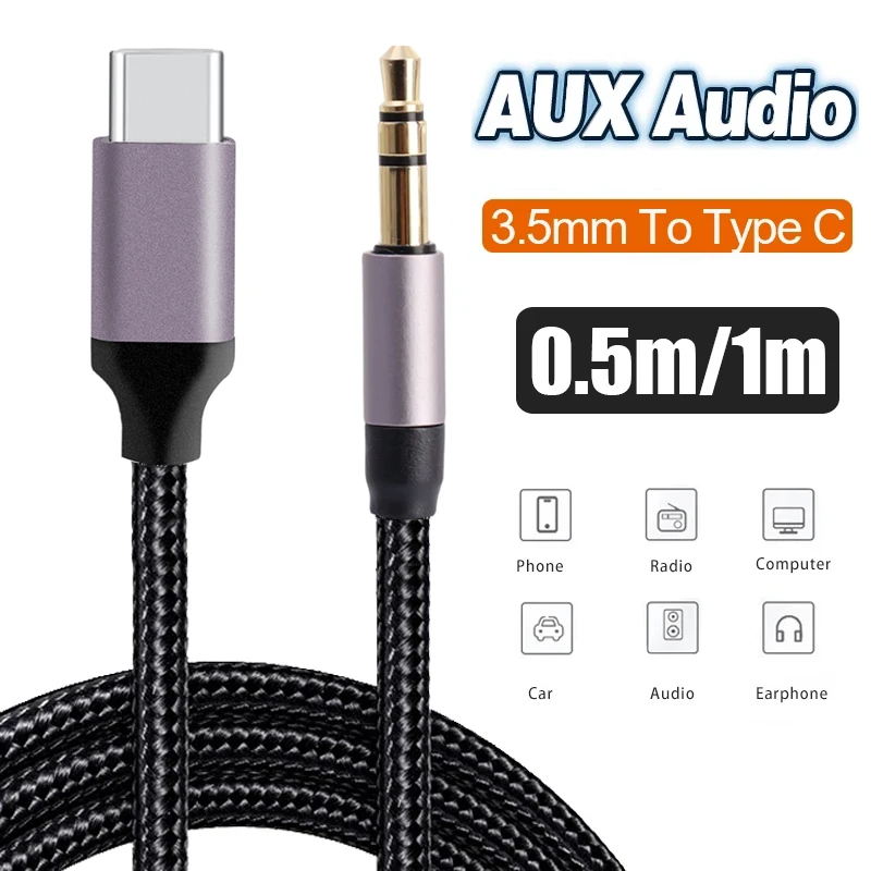 

Кабель-адаптер с USB C на 3,5 мм Aux Type C на Aux для наушников автомобильный преобразователь Аудио 0,5 м/1 м нейлоновые плетеные кабели для Samsung Xiaomi