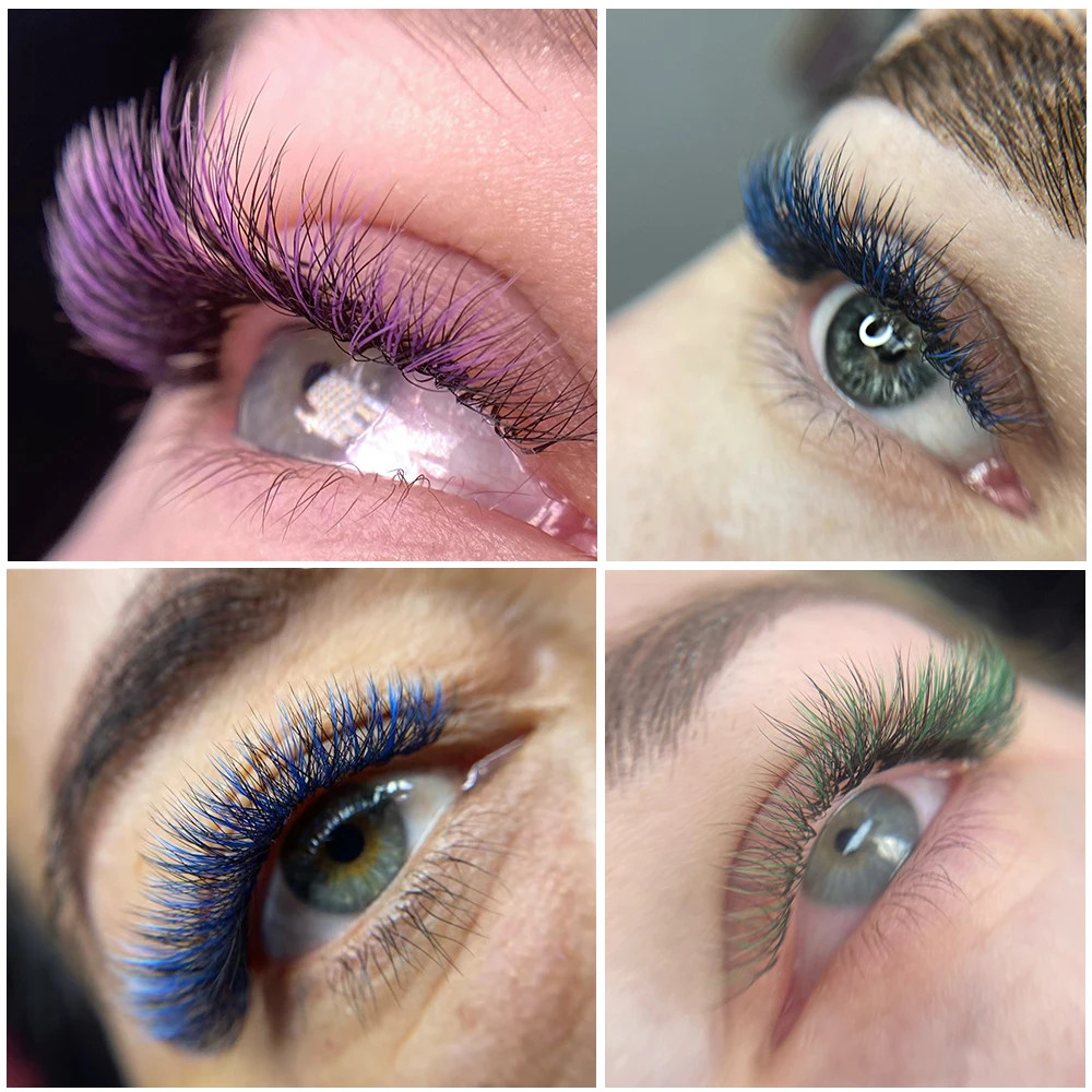 Eyelash Extensions Befer Pink Red Colored Volume 3D W Eyelashes Extension Fake Brown Purple Colorful C D 8-15 Lashes Cosplay