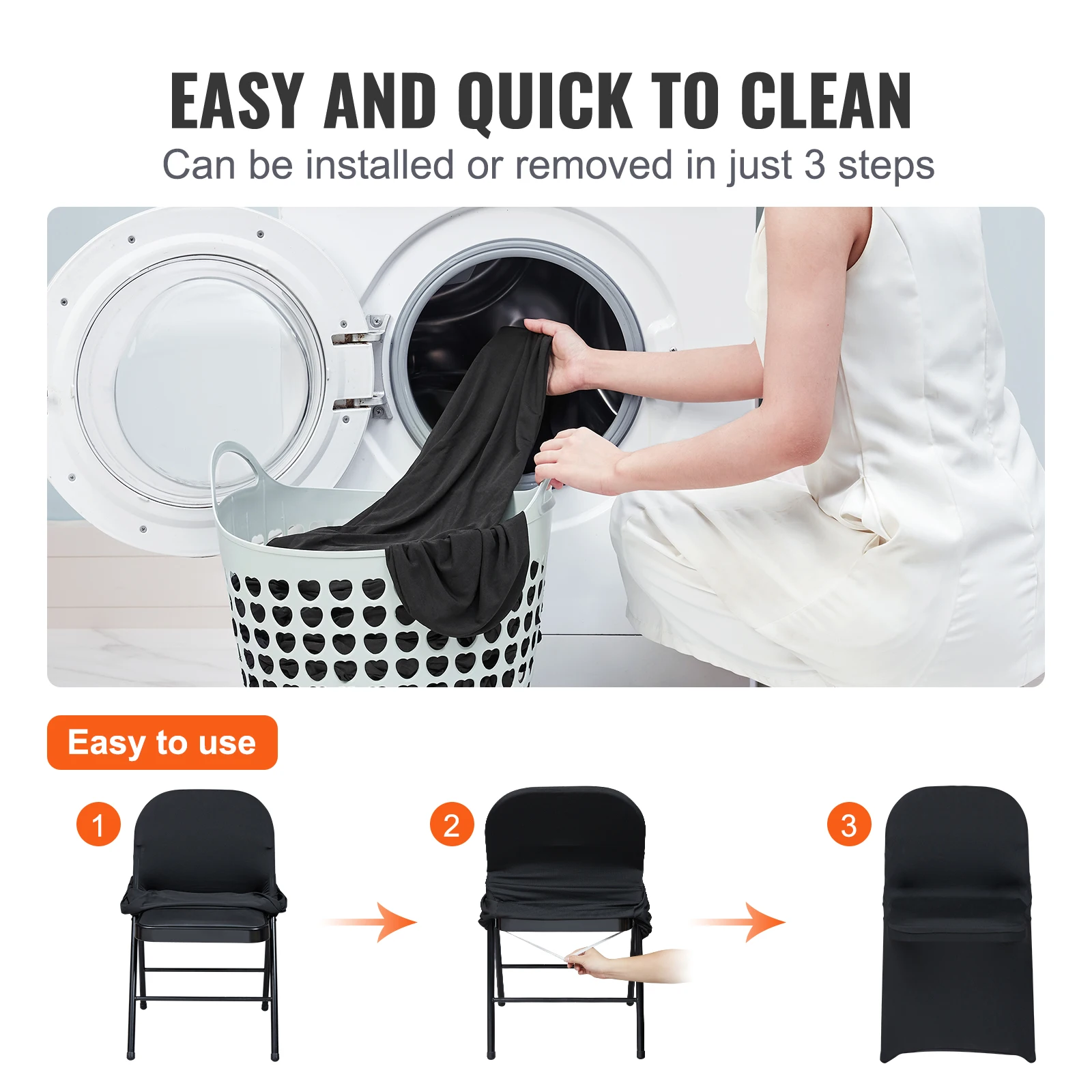 Stretch Spandex Folding Chair Covers Universal Fitted Chair Cover Removable Washable Protective Slipcovers VEVOR 30/50/100pcs wedding chair cover