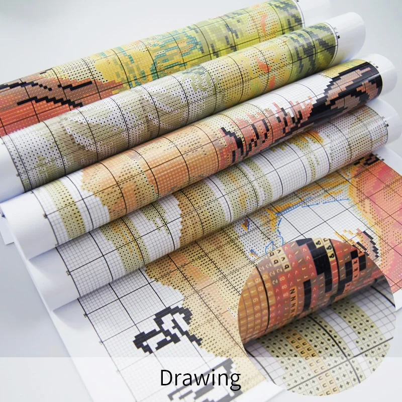 Joy Sunday Stamped Cross Stitch Kits For Adults,11CT Pre-Printed Pattern Easy Embroidery Kits For Beginner, Dmc Threads Sewing Pattern-Old World Map 65cm×54cm