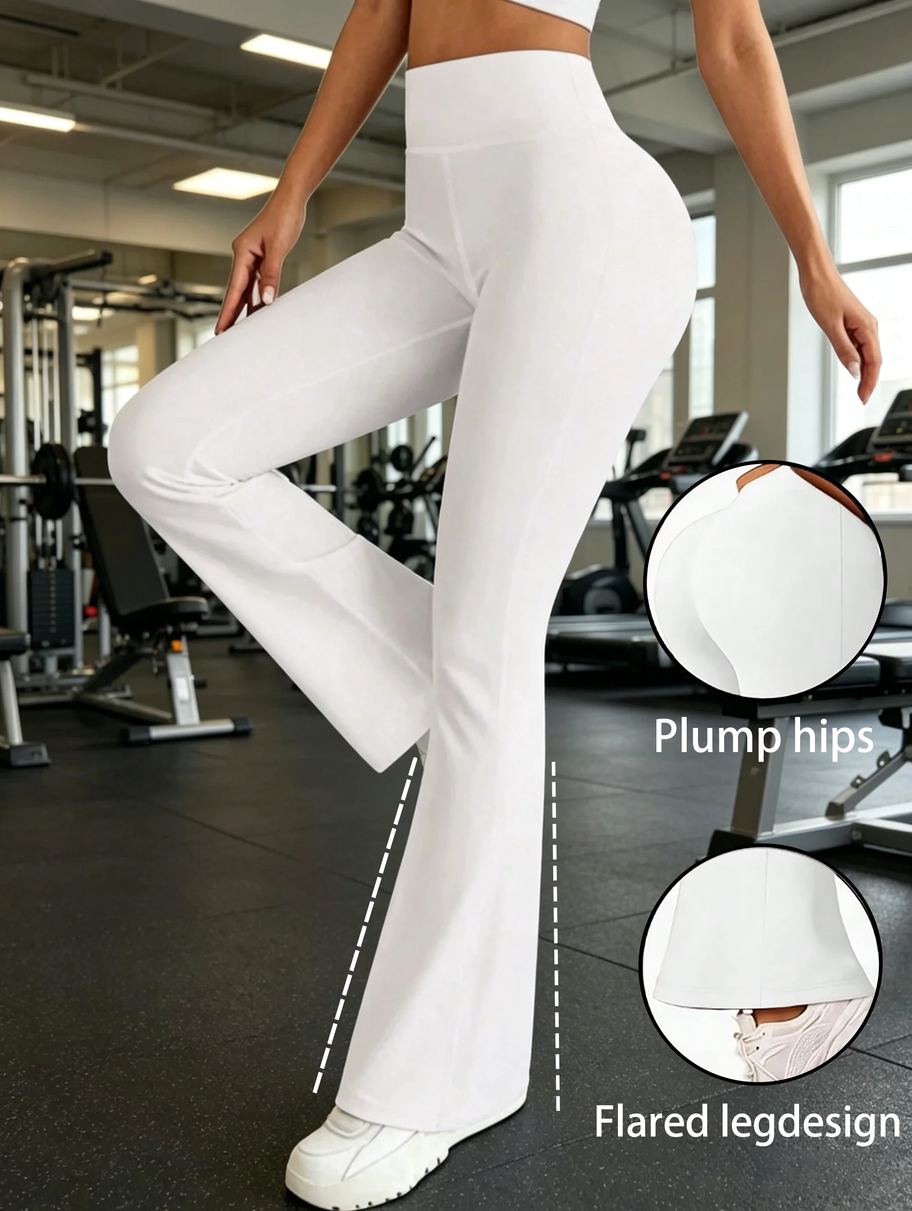 Damen High-Waist Elastische Schlaghose mit Vollem Längeeffekt, Formende Taille und Po, für Tägliche Yoga-Übungen – Detail 2
