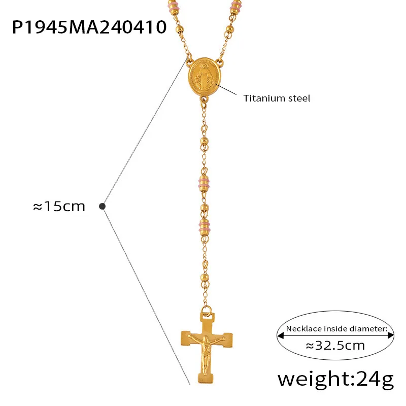 Moderne Edelstahl Lange Kreuz Anhänger Halskette für Frauen Imitation Perle Blau Kristall Perlen Kette Elegante Schmuck Geschenk – Detail 2