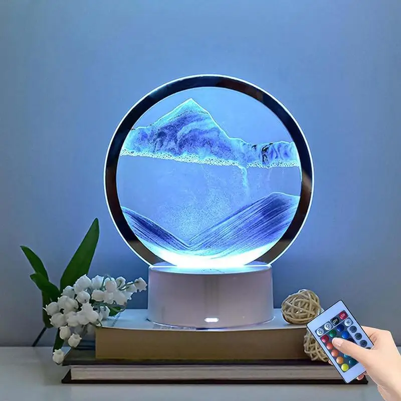 

3D Moving Sand Art Hourglass Table Lamp Sandscape Decoration Creative Sand Art Liquid Motion night light Home Decor Xmas Gift