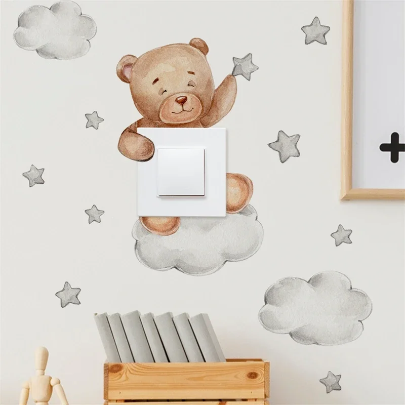 Luminous Giraffe Bear Elephant Star Switch Sticker Kid Baby Bedroom Decoration Self-adhesive Home Decor Wallpaper Wall Decals luminous wall stickers wall stickers vinyl decal stickers