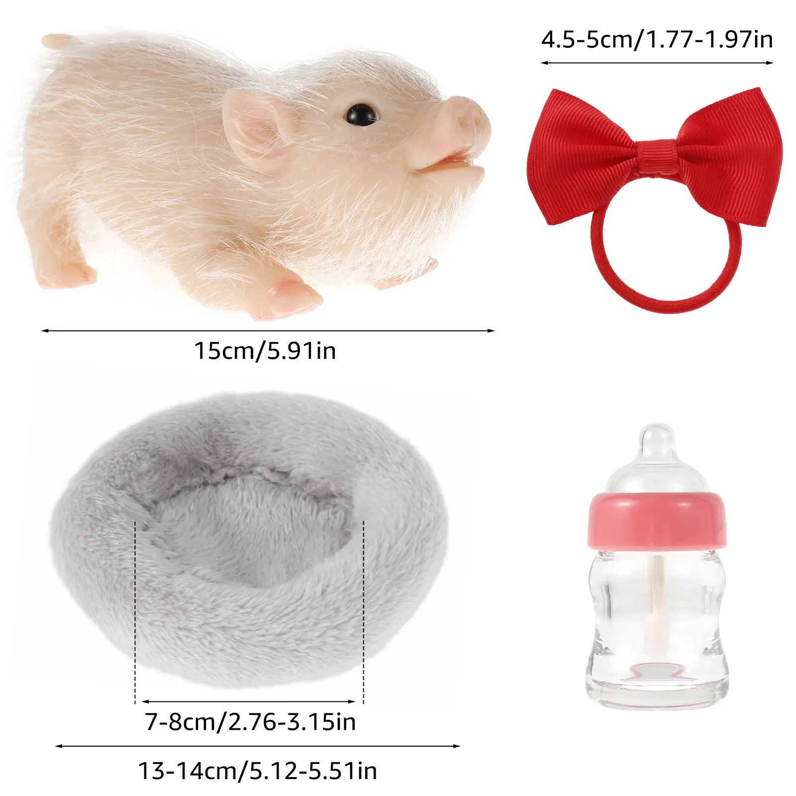 6Inch Lifelike Silicone Pig Doll Mini Reborn Piglet Stretchy Realistic Soft Cute Piggy Full Silicone Body Piggy Toys with Access 2