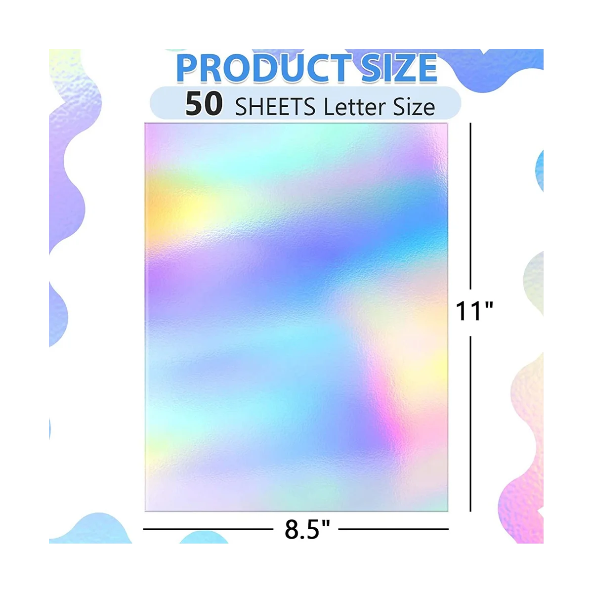 

Metallic Holographic Card Shiny Mirror Paper Sheets, Reflective Post Board Size 8.5 X 11 Inch 50 Pack