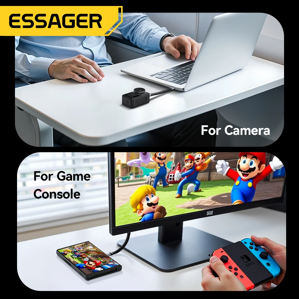 Essager USB 4.0 Type-C Cable 40Gbps Data Transfer&8K@60Hz Video 240W PD Fast Charging For MacBook iPhone Laptop Mobile Hard Disk