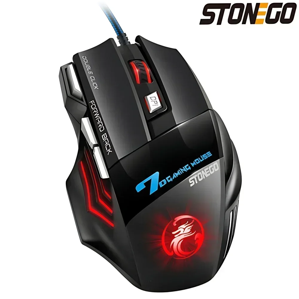 Computer Mouse Gamer Ergonomic Gaming Mouse USB Wired 5500 DPI with LED Backlight 7 Button for PC Laptop