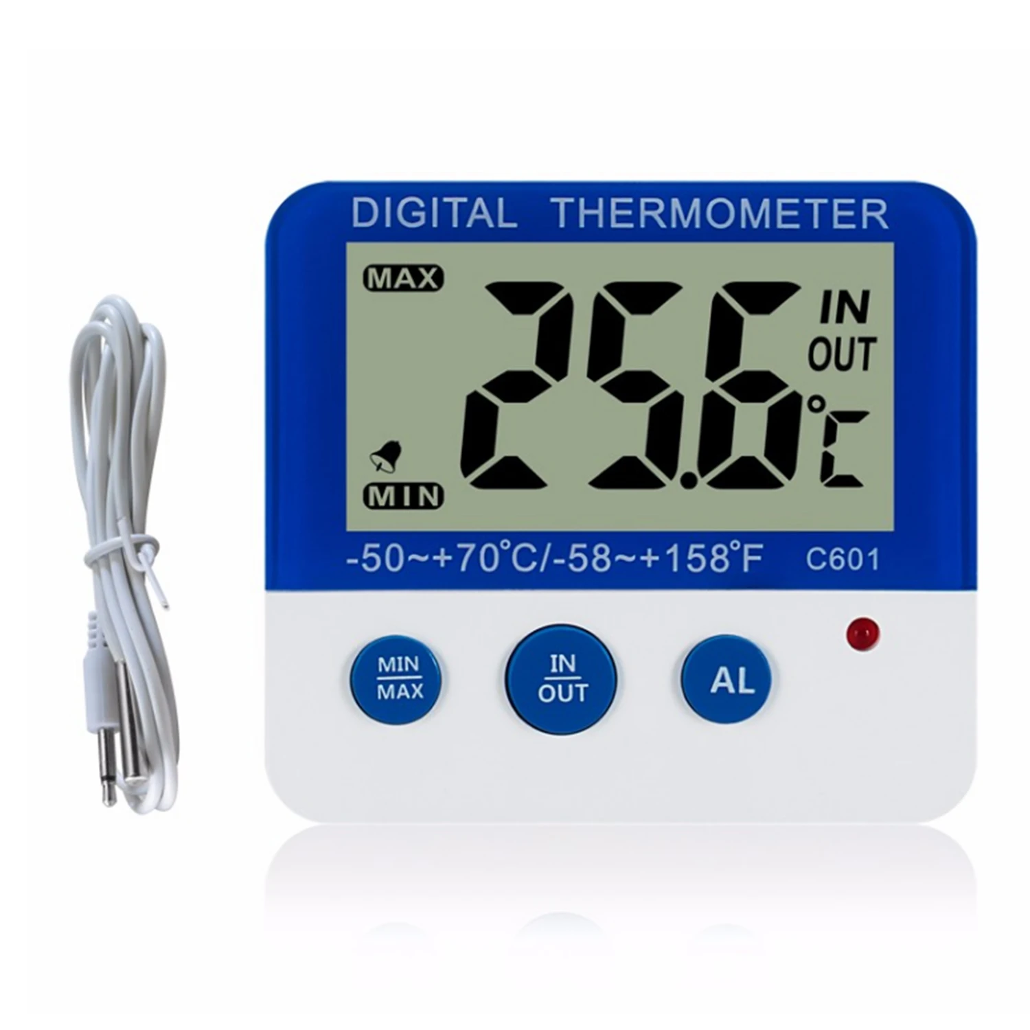 Brushed Stainless Steel Digital Refrigerator and Freezer Thermometer