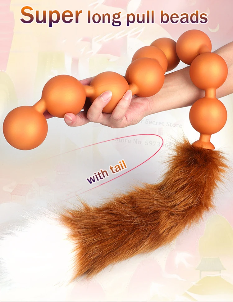 Butt Plug Fox Tail Huge Anal Beads Large Anal Dilator Vaginal Prostate  Massager | eBay