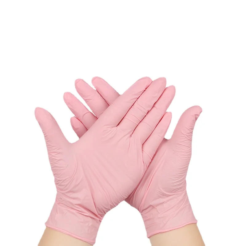 100Pack Pink Nitrile Gloves Disposable Powder Latex Free Gloves