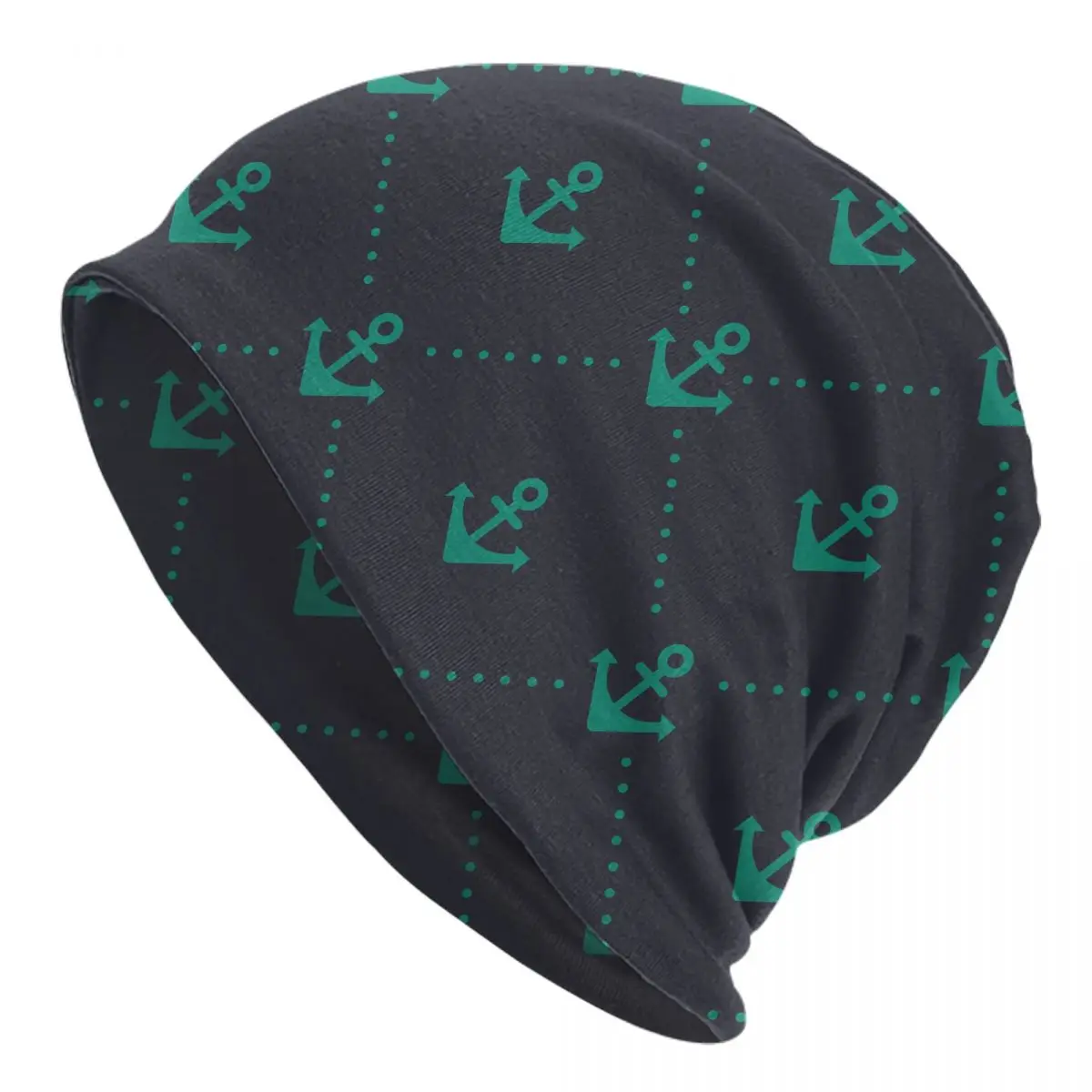 

Green Anchor Skullies Beanies Hats Hip Hop Unisex Ski Caps Warm Dual-use Bonnet Knitted Hat