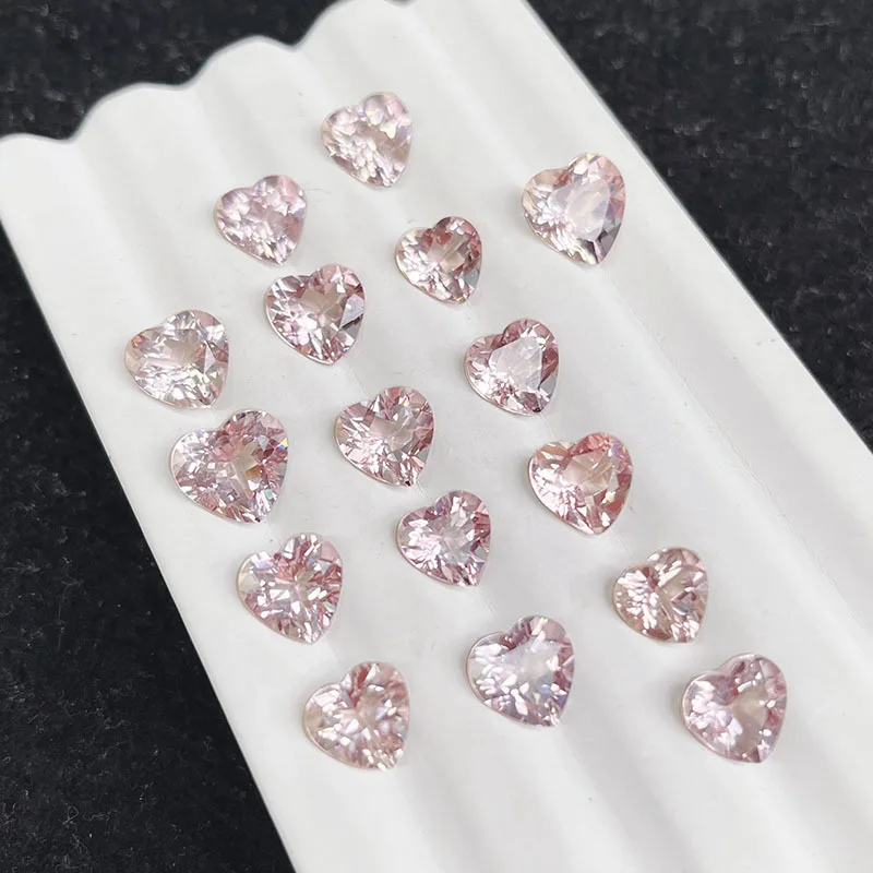 10pcs/lot Eye Clear Natural Stone Pink Morganite Heart Shape Facet 4x4mm-6x6mm Loose Gemstone For Jewelry Making