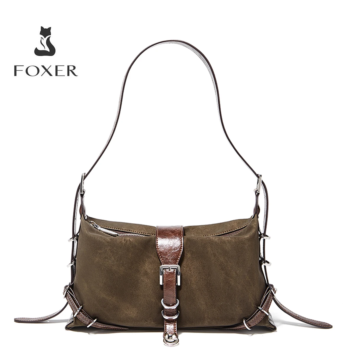 thumbnail image 1 of Bolso de hombro de piel sintética Lindejuan FOXER para mujer con correa ajustable, 1 of 4