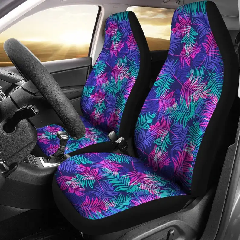 

Blue Green Leaves Plants Floral Flowers Car Seat Covers Pair 2 Front Seat Covers Car Seat Protector Car Accessories