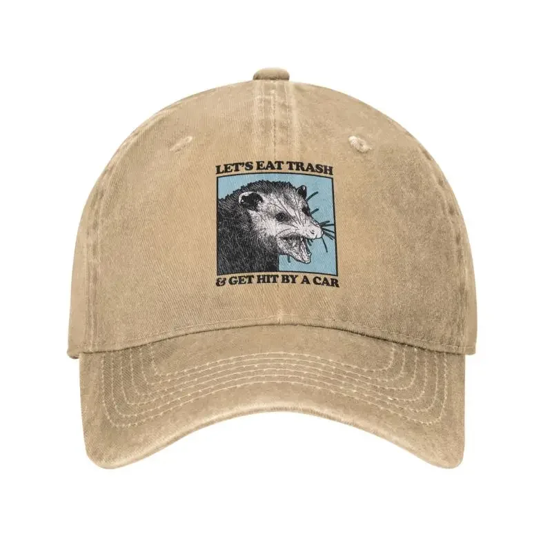 

Custom Cotton Let's Eat Trash Get Hit By A Car Baseball Cap Hip Hop Women Men's Adjustable possum lovers Dad Hat Spring