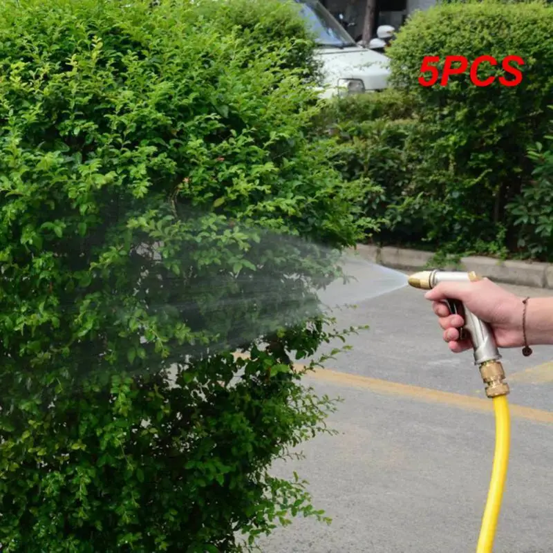 

5PCS High Pressure Water Spray Gun All metal plating Garden Hose Pipe Lawn Adjustable Mode Spraying Garden Irrigation Car Wash