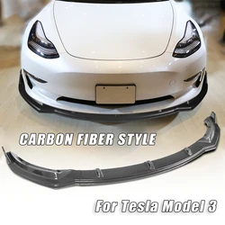 For Tesla Model 3 2017-2019 2020 2021 2022 2023 Sedan 4-Door Front Bumper Spoiler Splitter Lip Carbon Fiber Look/Gloss Black
