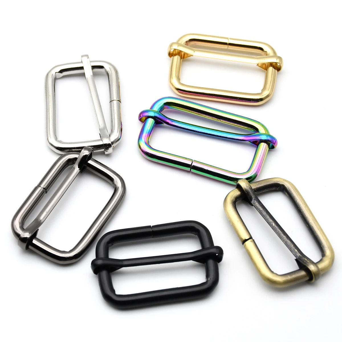 Metal Tri Gilde Buckle Rectangle Ring Slider Adjust Buckle Leathercraft Bag Parts Backpack Shoulder Strap Belt Accessories