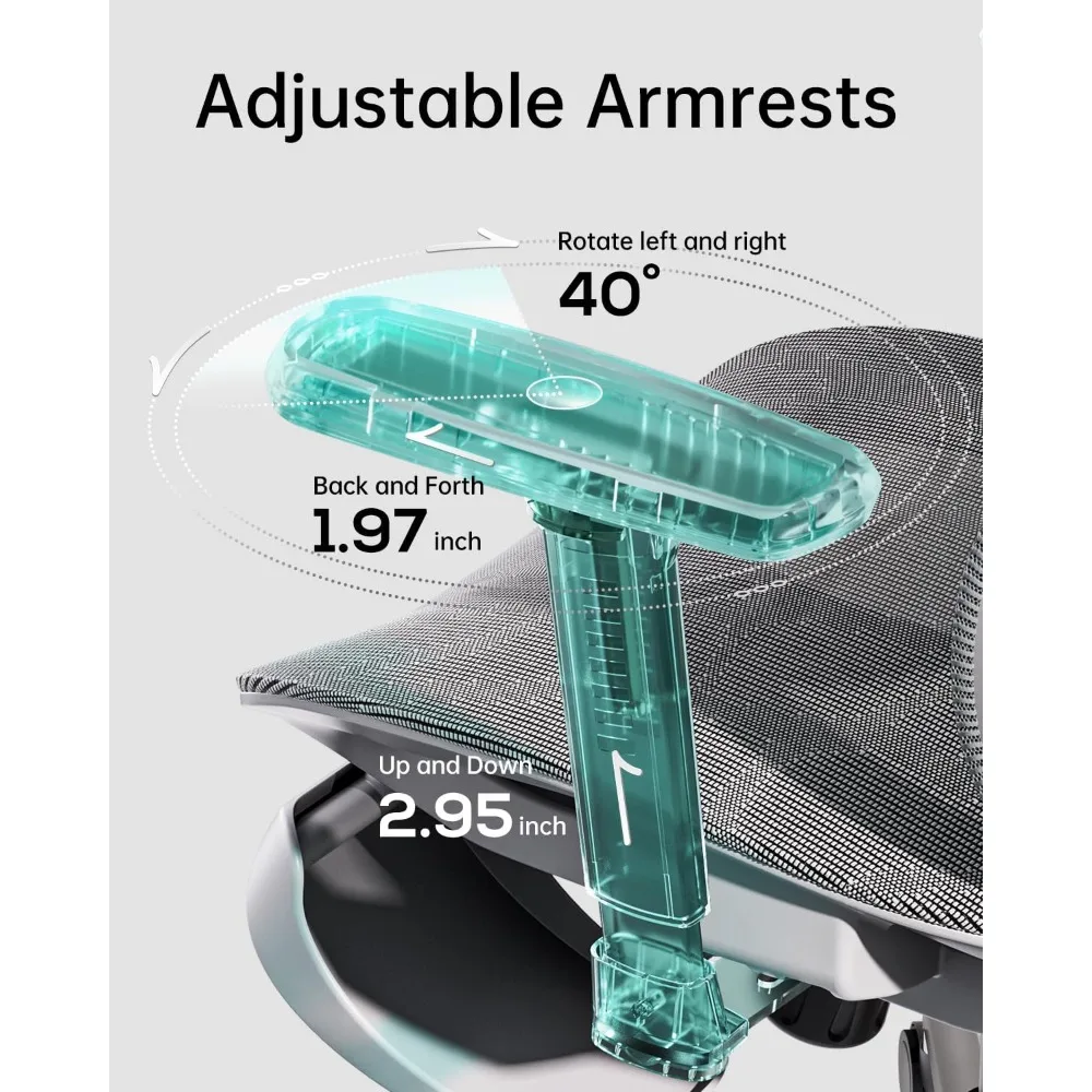 Ergonomic Office Chair with 3D Adjustable Armrests, Adjustable Lumbar Support High Back for Computer Chair, Big and Tall Mesh 4