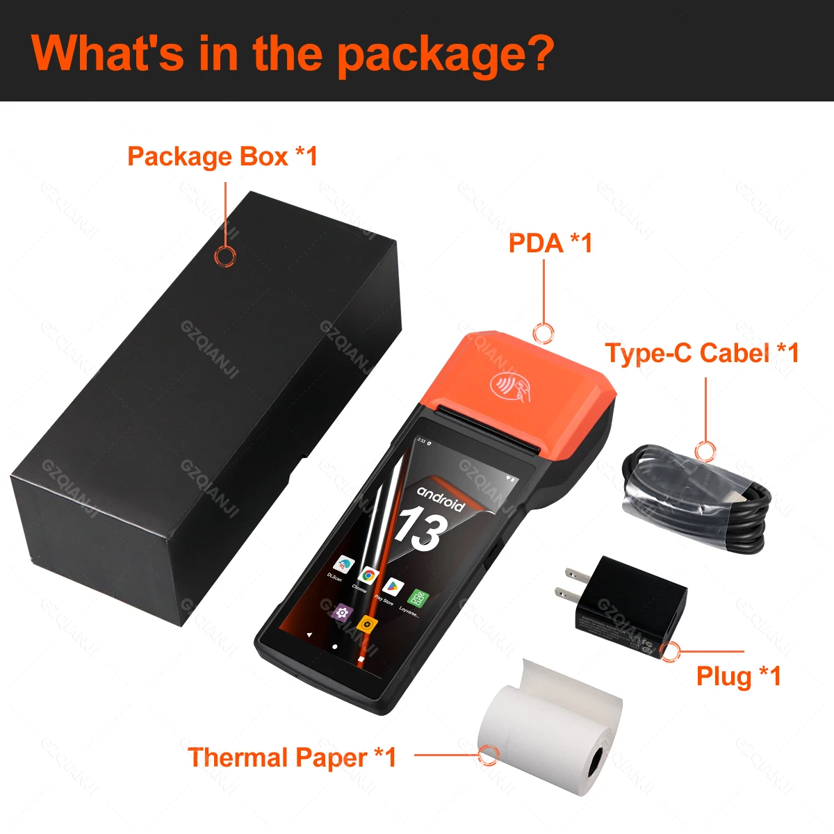 ANDROID - ゆう Android 13 5.5 Inch 2D QR Barcode Scanner POS PDA Terminal