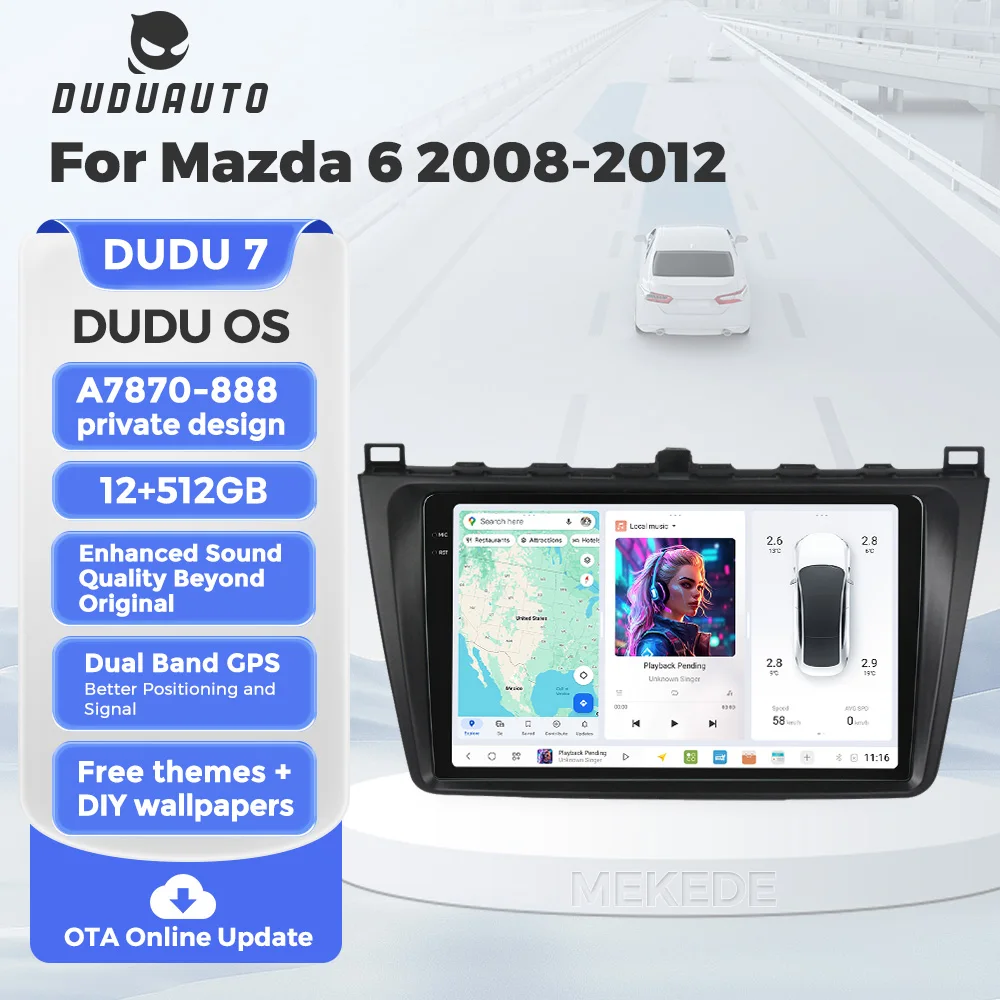 DUDUAUTO DUDU7 2K Screen Android 13 Car Radio Stereo For Mazda 6