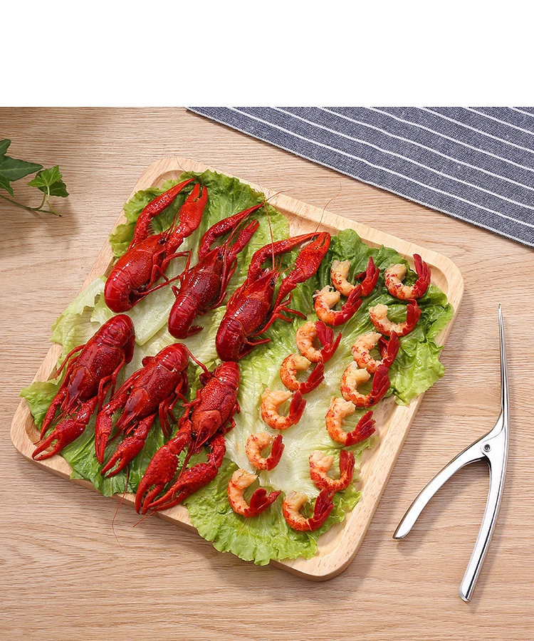 Description Picture 4 of item2pcs Stainless Steel Seafood Tools Shrimp Peeler Prawn Line Cutter Cleaning Shrimp Line Cutter Shell Remover Kitchen Accessories
