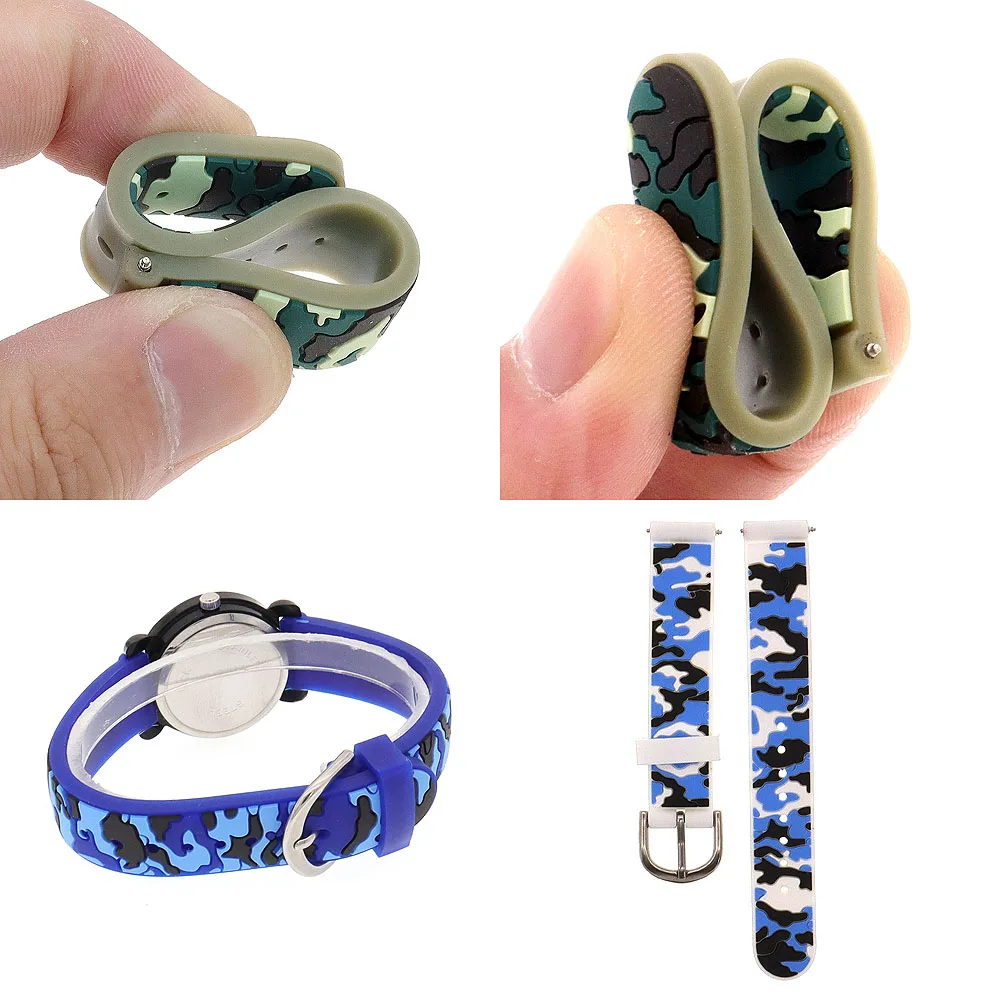 2024 New Style Fashion Children Child Boys Girls Silicone Camouflage Digital Quartz Wristwatch Students Learn Time Watch 2