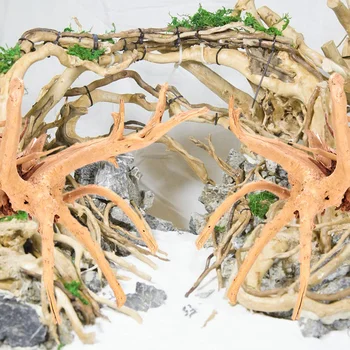 2Pcs Fish Tank Sunken Wood Decoration Spider Aquarium Decors Snake Bark Animals Natural Crafts Reptile Decorations Tank 1