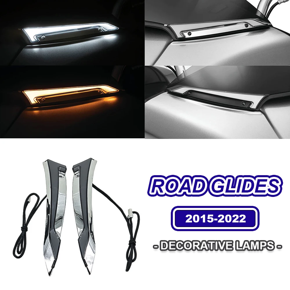 

Для Harley Roadglides дорожные скользящие аксессуары 2015-2022 дневной свет для мотоцикла ходовая лампа указателя поворота ветровое стекло новый декоративный