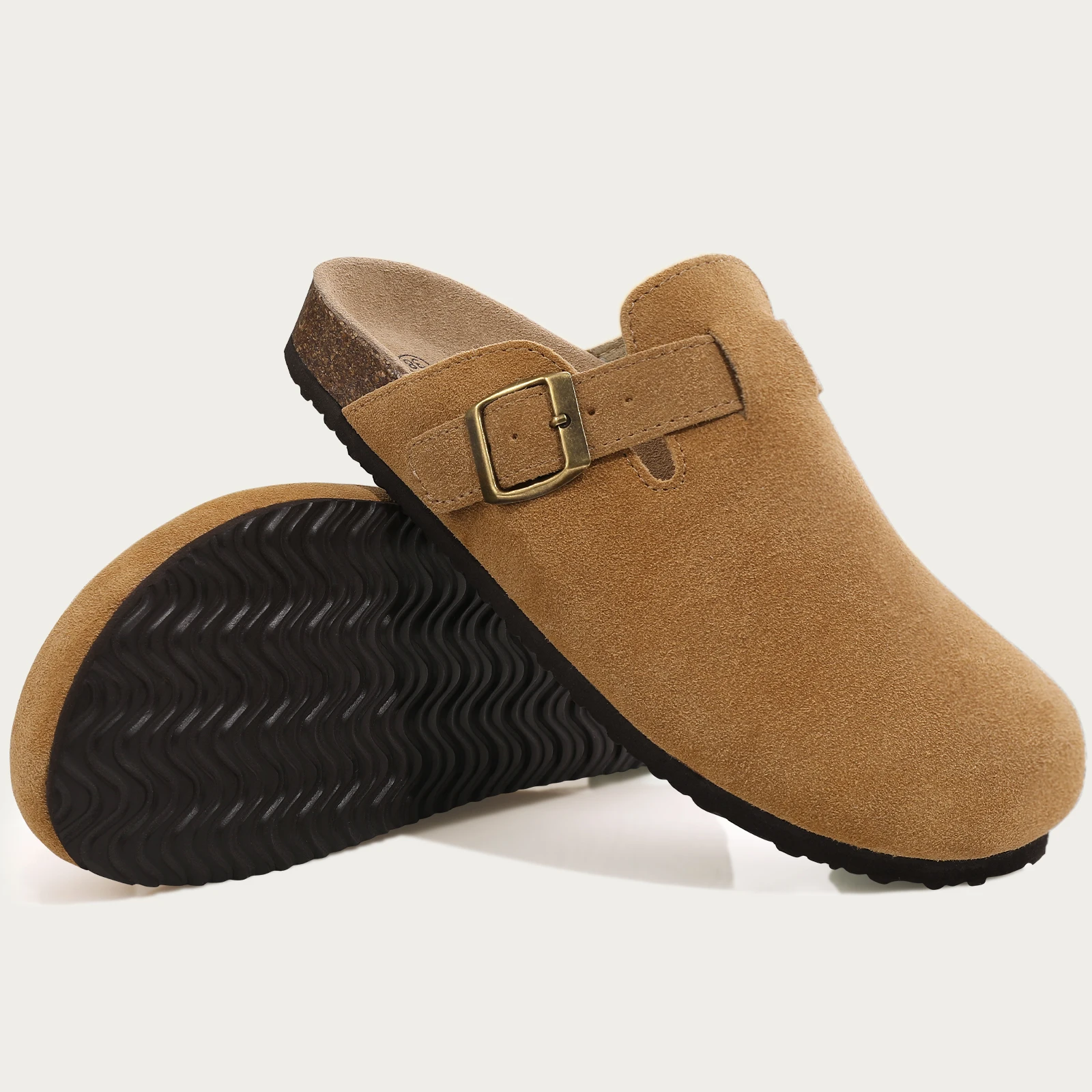 Asgard Women's Suede Mules Sandals Comfortable Cork Arch Support_voghion.com