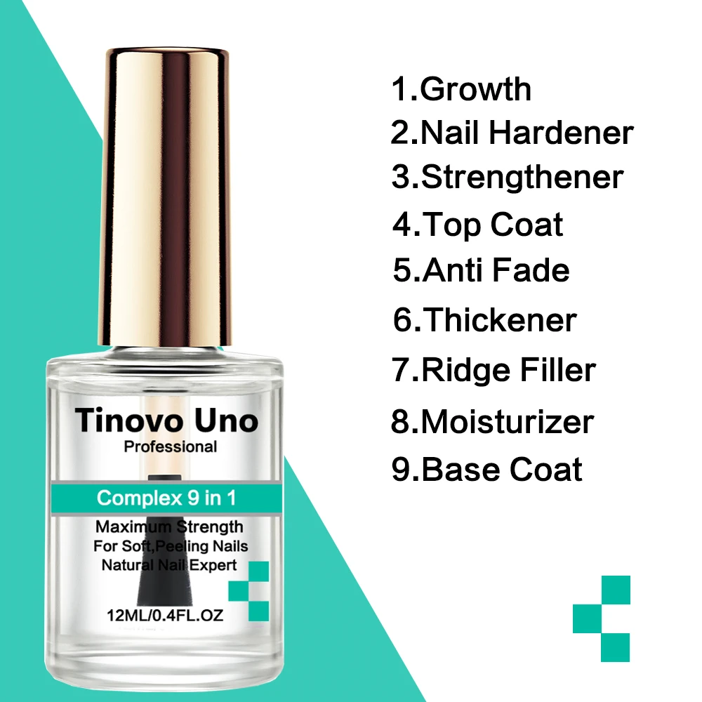 Tinovo Uno Nail Growth Complex 9 IN 1 Nail Art Treatment Therapy for Repair Care Thin Brittle Nails  Natural Top Coat Hardener 4
