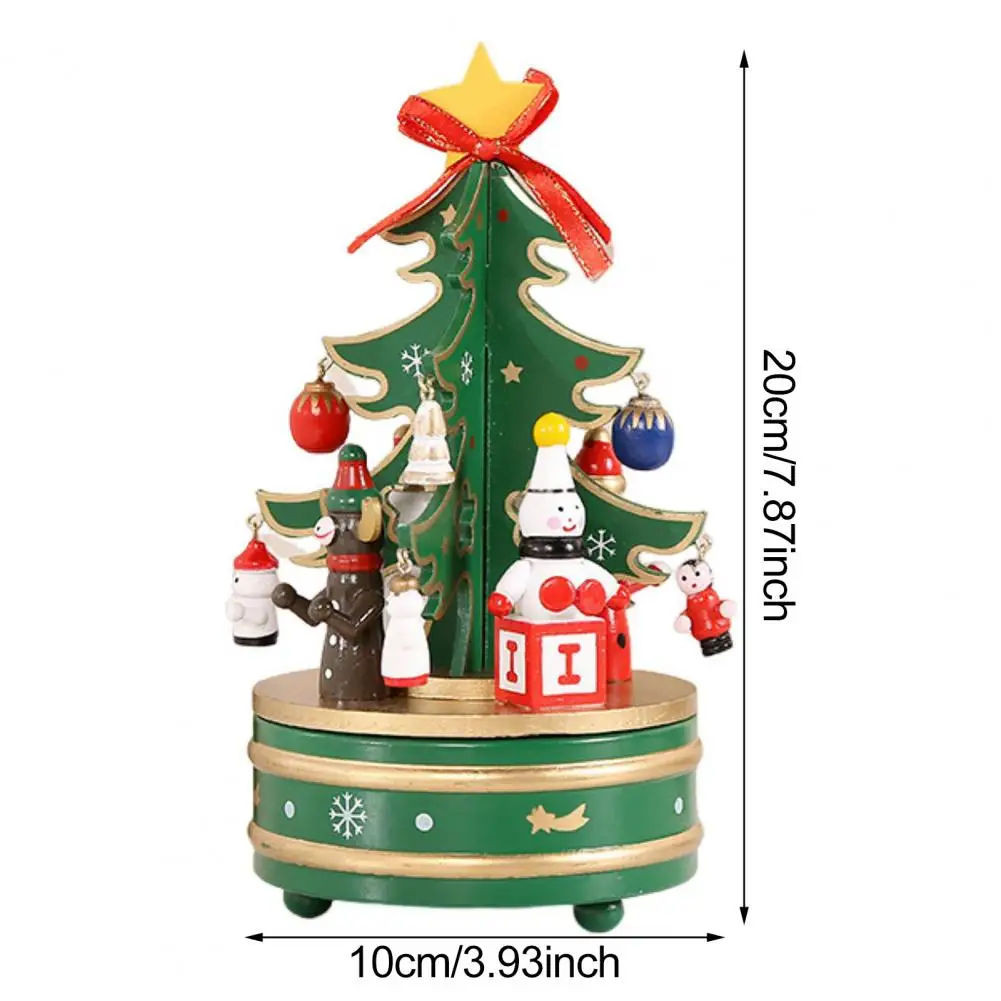 Wooden Christmas Music Box Rotating Mechanism for Music Box Holiday Desktop Christmas Music Box Figurine for Living Room Party 5