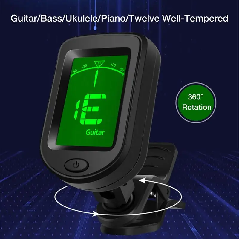 Guitar Tuner 360 Rotatable Clip-on Chromatic Digital Tuner LCD Display Tuner For Ukulele Violin Bass Acoustic Guitar Accessories
