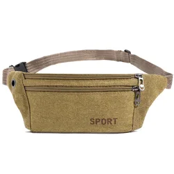 Canvas Fanny Pack Waist Belt Bag for Travel and Outdoor Adventures (Khaki)