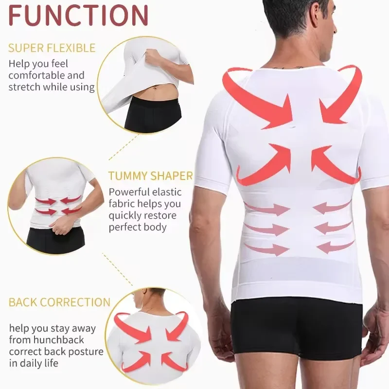 Men Body Shaper Waist Trainer Body Homme Gynecomastia Corset Compression Tshirt Slimming Vest Weight Loss Shapewear