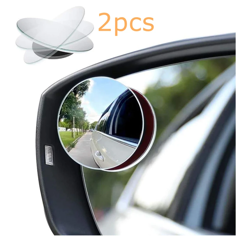 Blind Spot Mirror 2 X Round Blind Spot Mirror HD Glass Frameless Convex Rear View 360&deg; Stick On Car Mounted Borderless small Circular Mirror