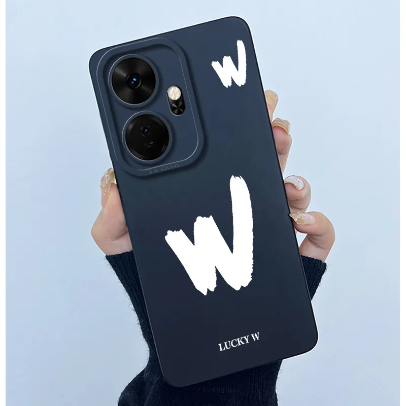Shockproof Liquid Silicone Soft TPU Case with Lucky Initial Design