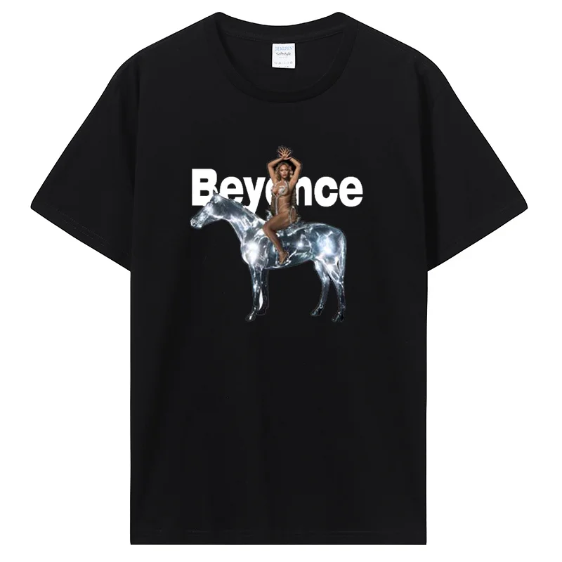 Retro Beyonce Renaissance bomullströja Popsångare Nytt album tröja för fans Kortärmad unisex Kvinnor Män Toppar T-shirt_voghion.com