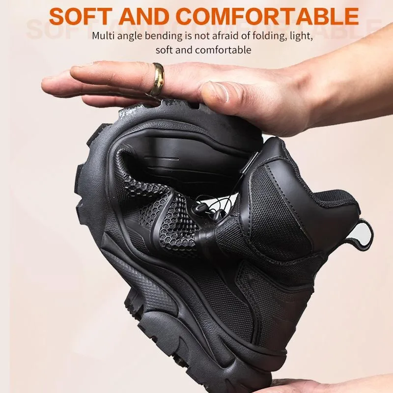 Safety Shoes Men Shoes Men's Work Safety Shoes High Top Lace-up Steel Toe Anti-smash And Anti-puncture Work Boots Comfortable